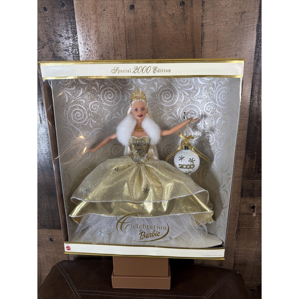 2000 Holiday Celebration Barbie Doll Special Edition Millennium Gold Gown Y2K